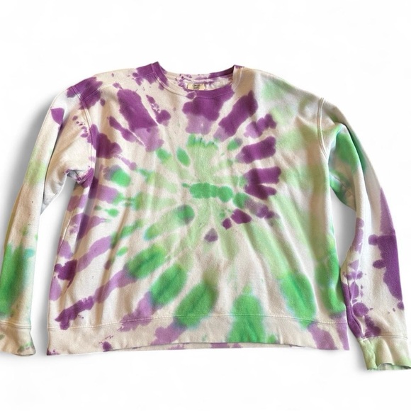 comfort colors purple & green tie dye crewneck sweatshirt - Picture 3 of 6